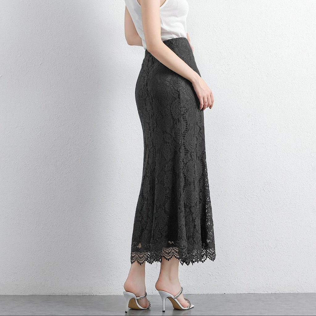 Saia Midi Noite Rendada