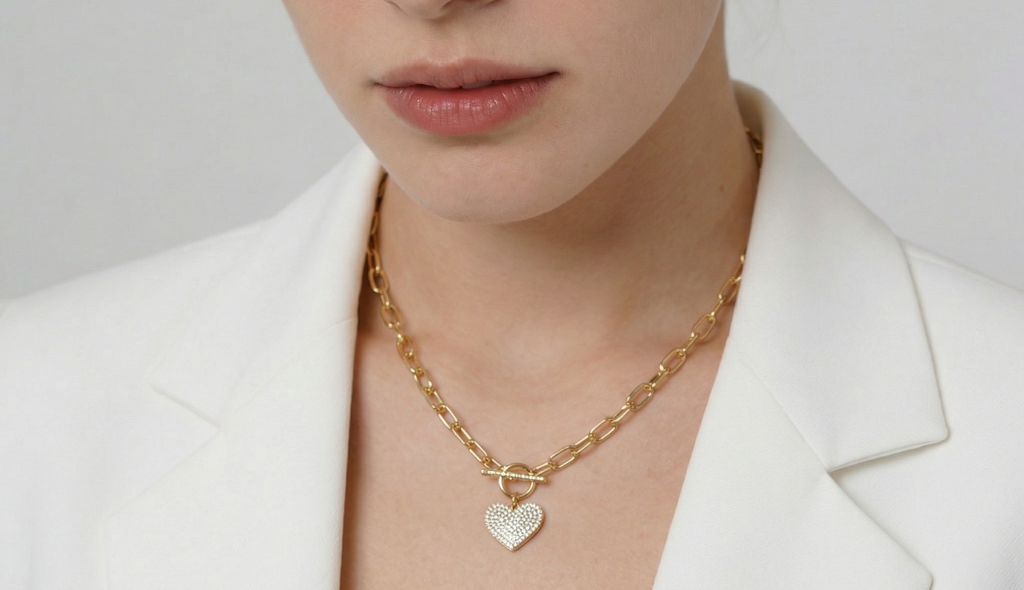 Colar Coração Brilhante