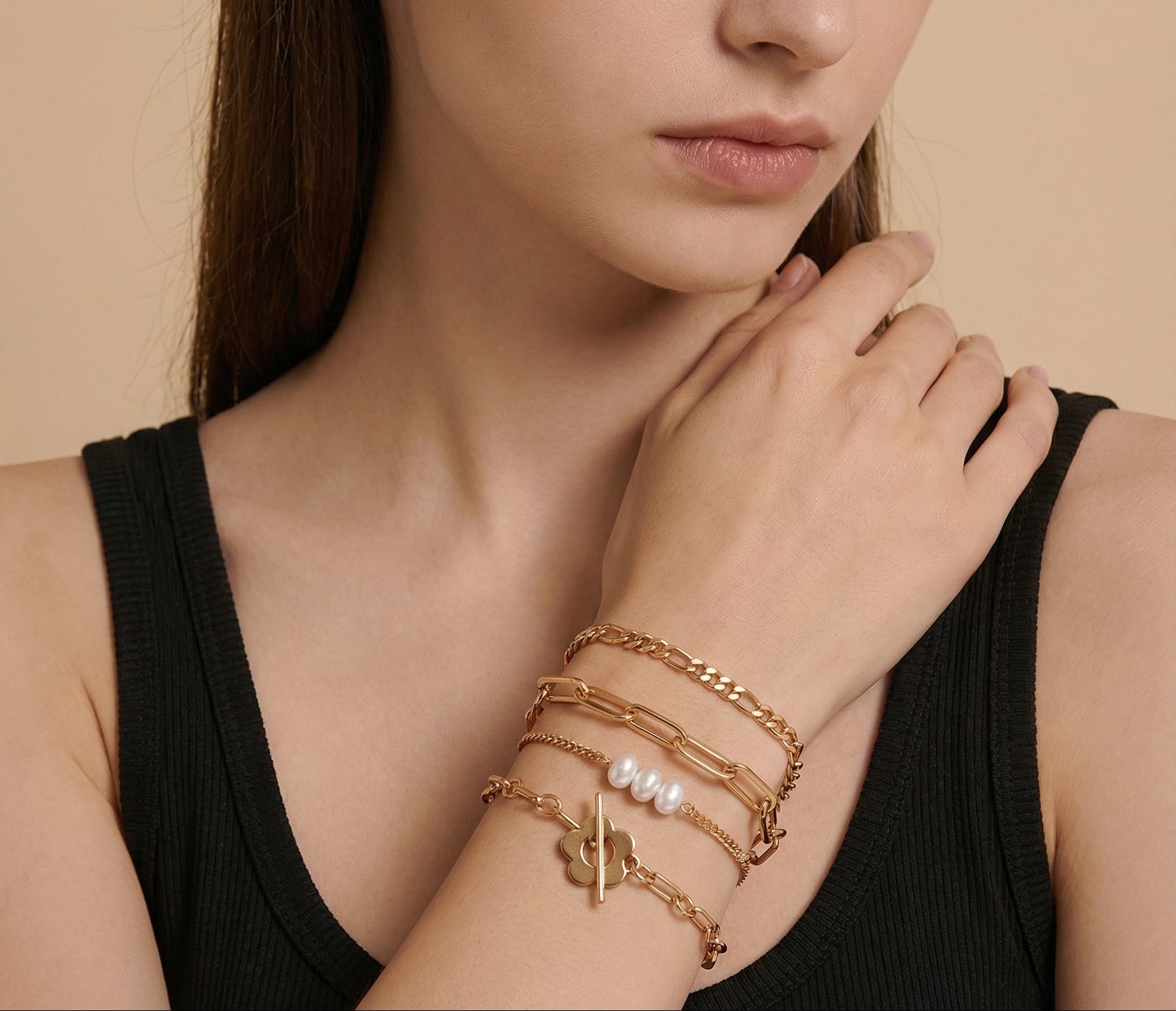 Conjunto de 4 pulseiras Sinfonia de Texturas